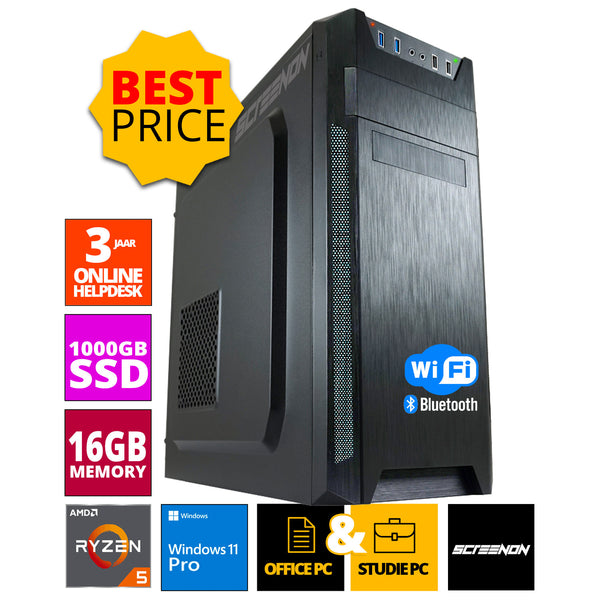 Office Office PC - Ryzen 5 - 1TB NVME SSD - 16 GB RAM - RADEON VEGA 7 - incluindo Office Professional Plus 2021