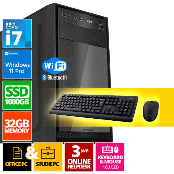 Conjunto completo de PCs Intel | Intel Core i7 | 32 GB DDR4 | 1 TB SSD - NVME + MUIS & TECLADO | Windows 11 Pro