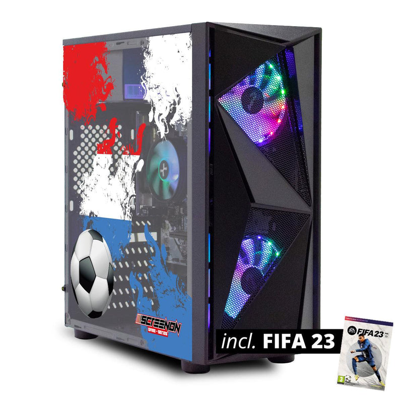 ScreenON - FIFA 23 Gaming PC Set + gratis FIFA 23 game cadeau – Nederland edition - (GamePC.FF23-V1101024 + 24 Inch Monitor + Toetsenbord + Muis + Game controller) - ScreenOn